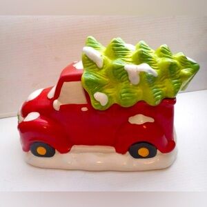 Red Truck Christmas Tree Cookie Jar